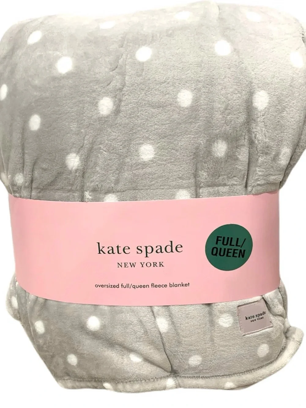 kate spade Gray and White Polka Dot Fleece Blanket